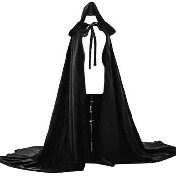 Ruziyoog Medieval Velvet Cloak for Women Wraps Elegant Hooded Wedding Cloak Winter Cape Witch Party Unisex Full Length Robe