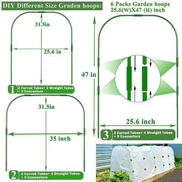 WYRJXYB Plant Covers Freeze Protection Kit 10 x 30 Ft with 6 Pcs Tall Garden Hoops and 18 Clips Frost Cloth Plant Blankets for Plants Greenhouse Floating Row Cover Winter Frost Sun Shade Protection