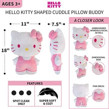 Franco Kids Bedding Super Soft Plush,Polyester Cuddle Pillow Buddy, One Size, Hello Kitty
