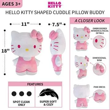 Franco Kids Bedding Super Soft Plush,Polyester Cuddle Pillow Buddy, One Size, Hello Kitty