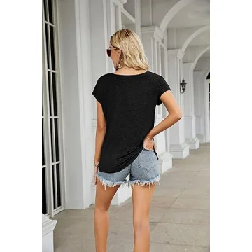 MEROKEETY Summer Cap Sleeve T-shirt for Women