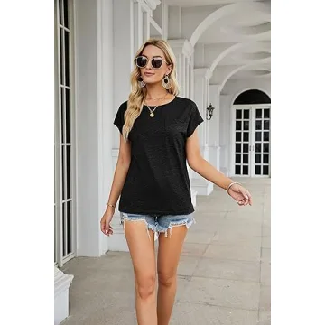 MEROKEETY Summer Cap Sleeve T-shirt for Women