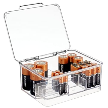 mDesign Stackable Battery Storage Organizer Box - Clear