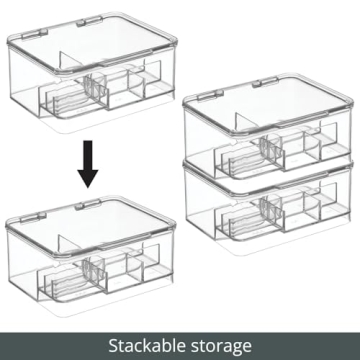 mDesign Stackable Battery Storage Organizer Box - Clear