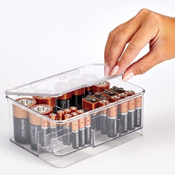 mDesign Stackable Battery Storage Organizer Box - Clear
