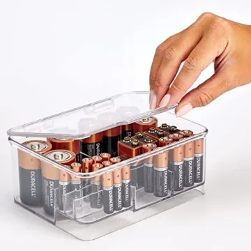 mDesign Stackable Battery Storage Organizer Box - Clear