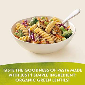 Tolerant Organic Green Lentil Rotini Pasta Free from Allergens - Gluten Free, Vegan, Paleo, Plant Based Protein Pasta - Non GMO, Kosher - Made with 1 Single Ingredient, 8 oz (Pack of 1)