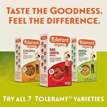 Tolerant Organic Green Lentil Rotini Pasta Free from Allergens - Gluten Free, Vegan, Paleo, Plant Based Protein Pasta - Non GMO, Kosher - Made with 1 Single Ingredient, 8 oz (Pack of 1)