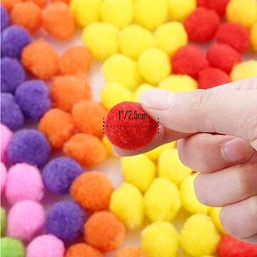 Pom Poms 500 PCS 1 Inch Assorted Pompoms Multicolor Arts and Crafts Fuzzy Pom Poms Balls for DIY Cre...