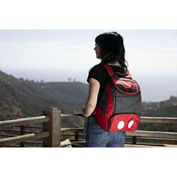 PICNIC TIME Disney Mickey Mouse PTX Backpack Cooler, Soft Cooler Backpack, Insulated Lunch Bag, (Red with Gray Accents)