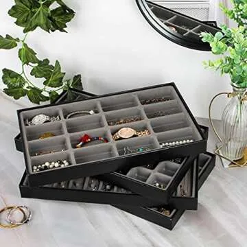 Elegant Stackable Jewelry Tray Set for Organizing Accessories