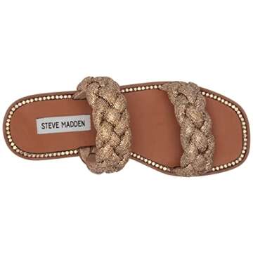 Steve Madden Women's Newbie Flat Sandal, Bronze, 8.5