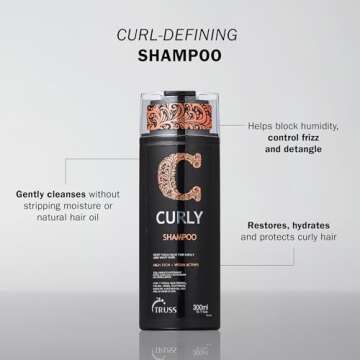 Truss Curly Shampoo - Gentle Cleansing for Defined, Detangled, Frizz-Controlled Wavy and Curly Hair ...