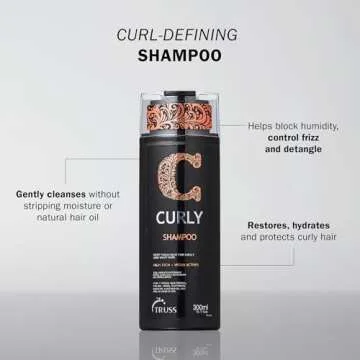 Truss Curly Shampoo - Gentle Cleansing for Defined, Detangled, Frizz-Controlled Wavy and Curly Hair ...