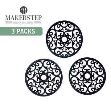 Makerstep Silicone Trivet Mat 3 Set in Heart Design Trivets. Hot Pan Holder Hot Pads for Countertop ...