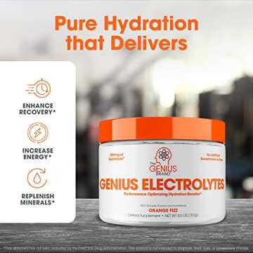 Genius Electrolytes Powder Drink Mix, Orange Fizz, 30 Servings - Natural Hydration Booster & Enduran...