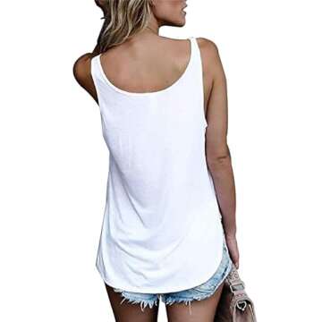 Women Shirts Sleeveless Summer Tunic Loose Fit Tank Tops (L, Solid White)