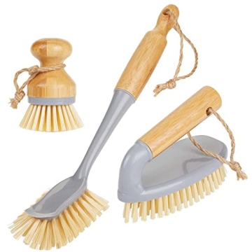Eco-Friendly Bamboo Cleaning Brushes Set of 3 for Home Use