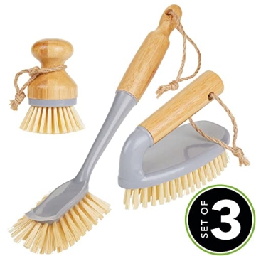 Eco-Friendly Bamboo Cleaning Brushes Set of 3 for Home Use