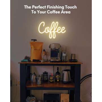 Coffee Neon Sign for Coffee Bar Sign, Stepless Dimmable LED Coffee Sign for Wall Coffee Decor for Coffee Station, Coffee Shop, Coffee Section, Coffee Art, Kitchen, Coffee Area, Gift