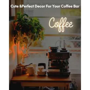 Coffee Neon Sign for Coffee Bar Sign, Stepless Dimmable LED Coffee Sign for Wall Coffee Decor for Coffee Station, Coffee Shop, Coffee Section, Coffee Art, Kitchen, Coffee Area, Gift