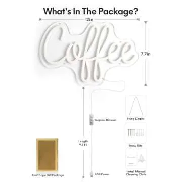 Coffee Neon Sign for Coffee Bar Sign, Stepless Dimmable LED Coffee Sign for Wall Coffee Decor for Coffee Station, Coffee Shop, Coffee Section, Coffee Art, Kitchen, Coffee Area, Gift