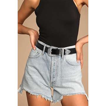 Black Belt Women - 1.1" CR Western Belts For Woman Leather Belts Cowboy Belt - Country Belts For Wom...