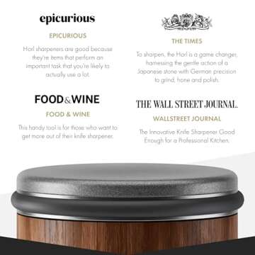 HORL 2 Walnut Rolling Knife Sharpener - Kitchen Knife Sharpener for Razor Sharp Edges Made in Germany - Easy Knife Sharpening Kit - Knife Sharpener Roller with Magnetic Holder with 15 & 20 Degrees