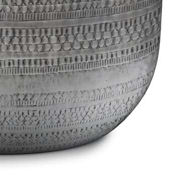 Stylish 30 Inch Metal Coffee Table in Antique Silver