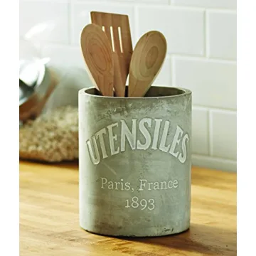 Mud Pie Concrete Utensils Crock, Gray (4584006)
