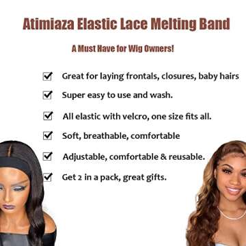 Atimiaza Elastic Lace Melting Bands for Wigs, Lace Front Edge Wrap to Lay Edges (Pack of 2)