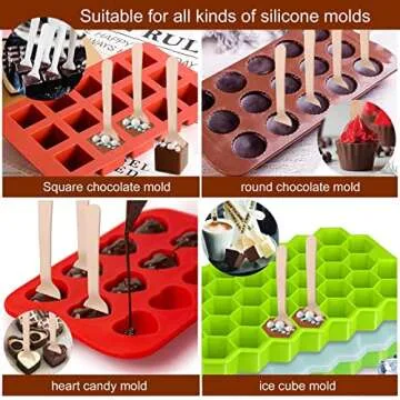 Hot Chocolate Spoons Making Supplies, 50 Pcs Disposable Wooden Spoon for Hot Cocoa Candy Baking