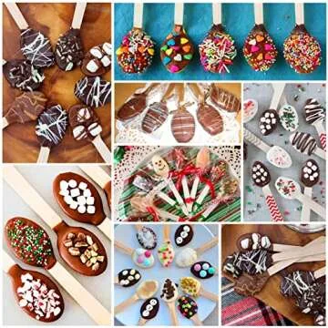 Hot Chocolate Spoons Making Supplies, 50 Pcs Disposable Wooden Spoon for Hot Cocoa Candy Baking