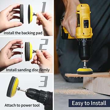 Pomsare 120pcs 3inch Sanding Discs with 2 & 3inch Backer Pads and Sanding Sponge Sander for Drill Grinder Rotary Tools Attachment with 1/4" Shanks, Sanding Pads 80-3000 Grit
