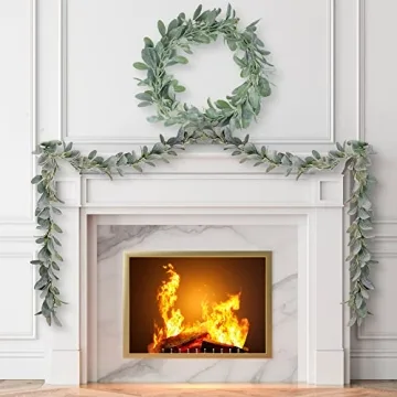 Quadow Artificial Lamb's Ear Greenery Garland, 6 Ft Long Artificial Lambs Ear Garlands Room Decor Green Leaves Vines Garland Home Party Garden Decor