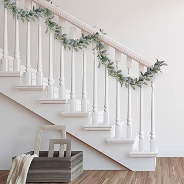 Quadow Artificial Lamb's Ear Greenery Garland, 6 Ft Long Artificial Lambs Ear Garlands Room Decor Green Leaves Vines Garland Home Party Garden Decor