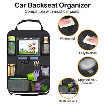 JUCAINHI Car Storage Organizer 2 PCS,Car Backseat Organizer for Kids Durable Waterproof Oxford Fabri...