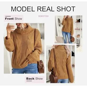 Dokotoo Women’s Chunky Cable Knit Turtleneck Sweater