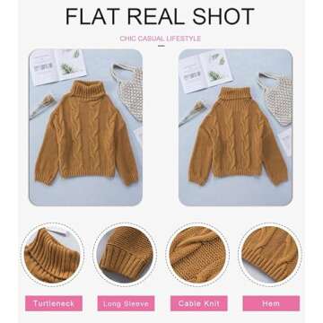 Dokotoo Women’s Chunky Cable Knit Turtleneck Sweater