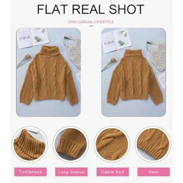 Dokotoo Women’s Chunky Cable Knit Turtleneck Sweater