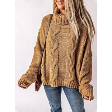 Dokotoo Women’s Chunky Cable Knit Turtleneck Sweater
