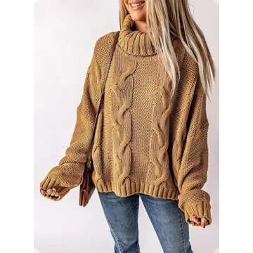 Dokotoo Women’s Chunky Cable Knit Turtleneck Sweater