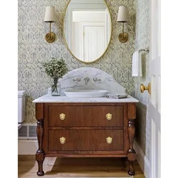 Pathson Set of 2 Vintage Wall Sconces Linen Fabric Shade, Bathroom Vanity Lights Brass Finish, Industrial Wall Mounted Fixtures for Bedroom Living Room (Antique)