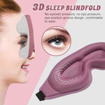 Clbxzwc 3D Advanced Eye Mask for Sleeping, Ultra Delicate Soft Skin Friendly Eye mask,100% Blackout Sleep Eye Mask for Sleep, Eyelash Extension Sleep mask, Sleeping Eye Masks for Men and Women