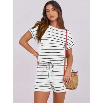 ANRABESS Rompers for Women Summer 2025 Casual Dressy One Piece Tshirt Short Pants Jumpsuit Beach Vac...