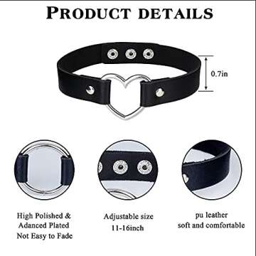 SAILIMUE 9Pcs Punk Leather Choker Necklace Set for Women Choker Gothic Adjustable Leather Collar Cho...