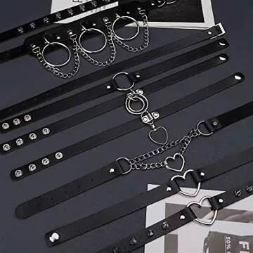 Punk Leather Choker Necklace Set for Stylish Women