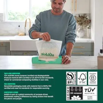 Zipseal Gallon Bags - Compostable, PFOA-Free, BPA-Free, Food-Safe Zip Seal Food Storage Bags/Freezer-Safe Gallon Bags With Secure Seal for Home & Travel (25 bags total)