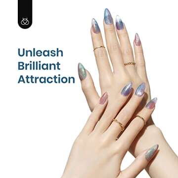 Beetles 6 Colors Holographic Glitter Cat Eye Spring Gel Nail Polish Kit with Magnet Romantic Galaxy Series Soak Off Uv Led Gel Nail Polish Set Home Diy Manicure Nail Salon Varnish Nail Art