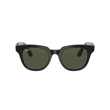 Ray-Ban Stories | Meteor Square Smart Glasses, Shiny Black/Green, 51 mm